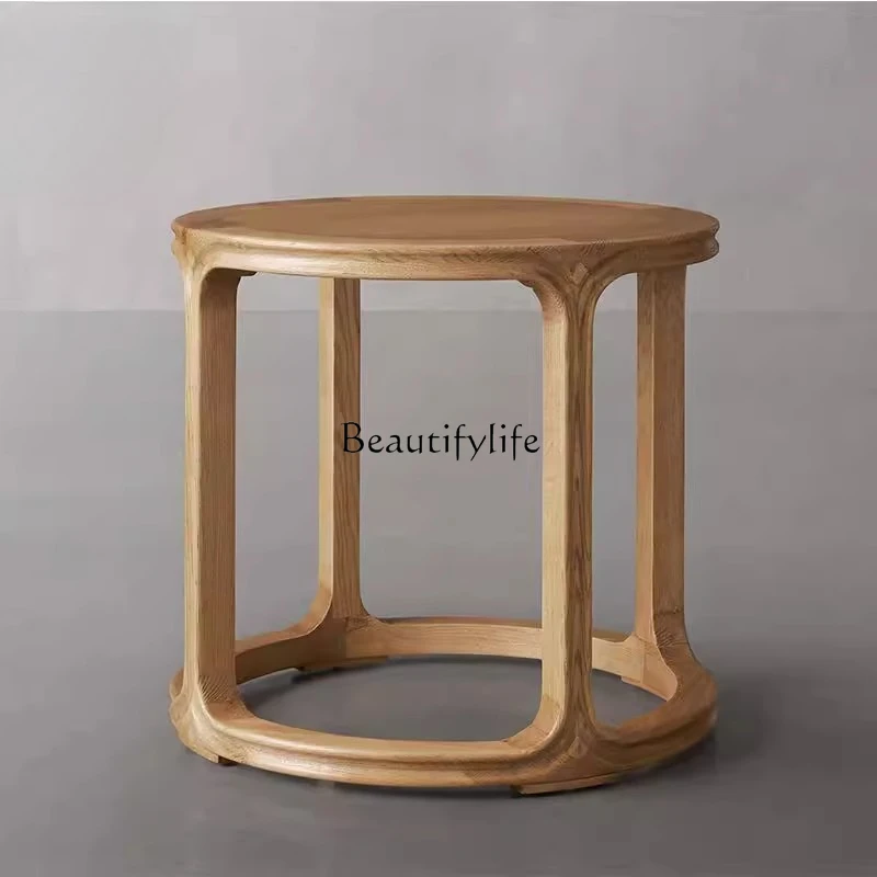 

American country solid wood round edge table living room coffee table new Chinese medieval coffee table