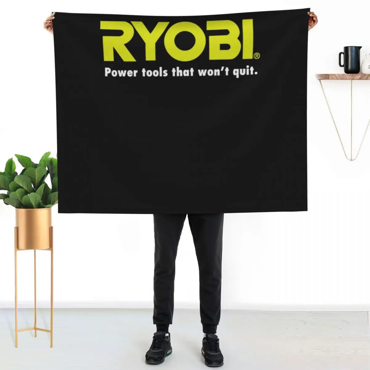 POWER TOOLS RYOBI LOGO Throw Blanket christmas gifts Furrys Plaid Softest Flannel Fabric halloween Blankets