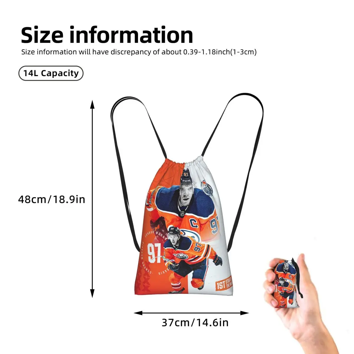 Connor McDavid Drawstring Backpack Sports Gym Bag Portable Travel Drawstring Bag for Men Women