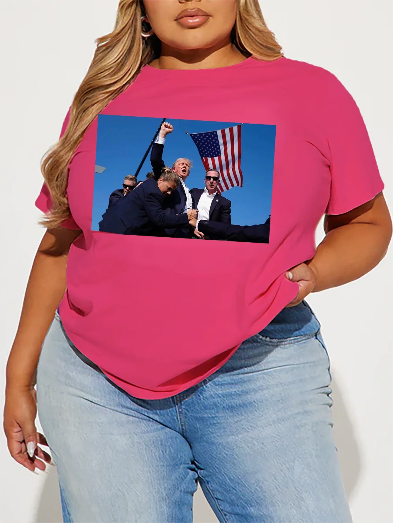 Plus Size Damski Letni Casualowy Krótki Rękaw Okrągły Dekolt Top T-Shirt Drukowanie Graficzne Topy Plus Size T-Shirt Odzież Damska