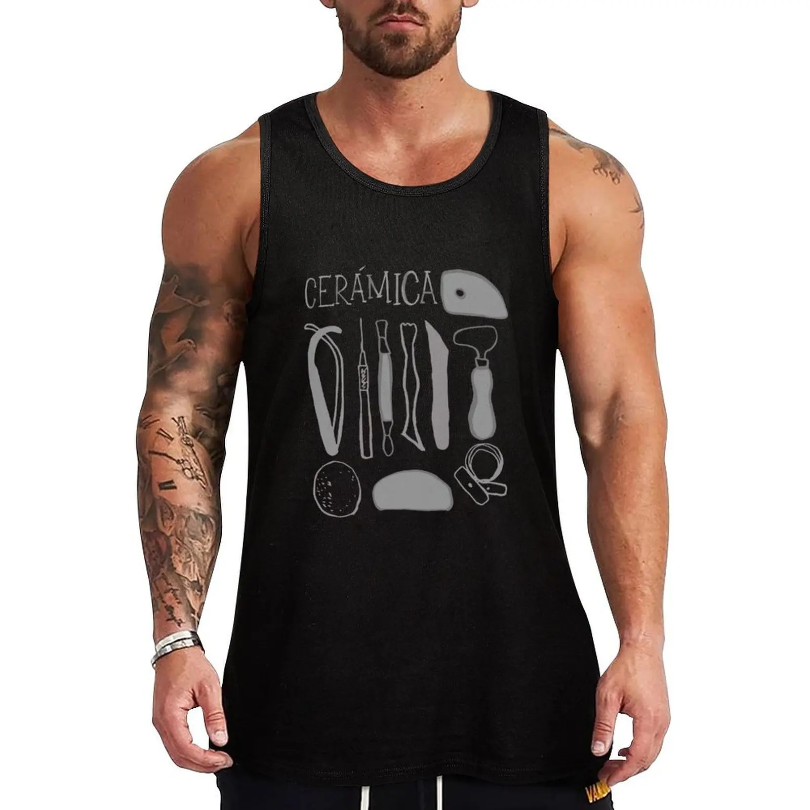 Ceramic Pottery Tools in Spanish T shirts Tank Top Man gym clothes summer clothes man sexy?costume gym training accessories