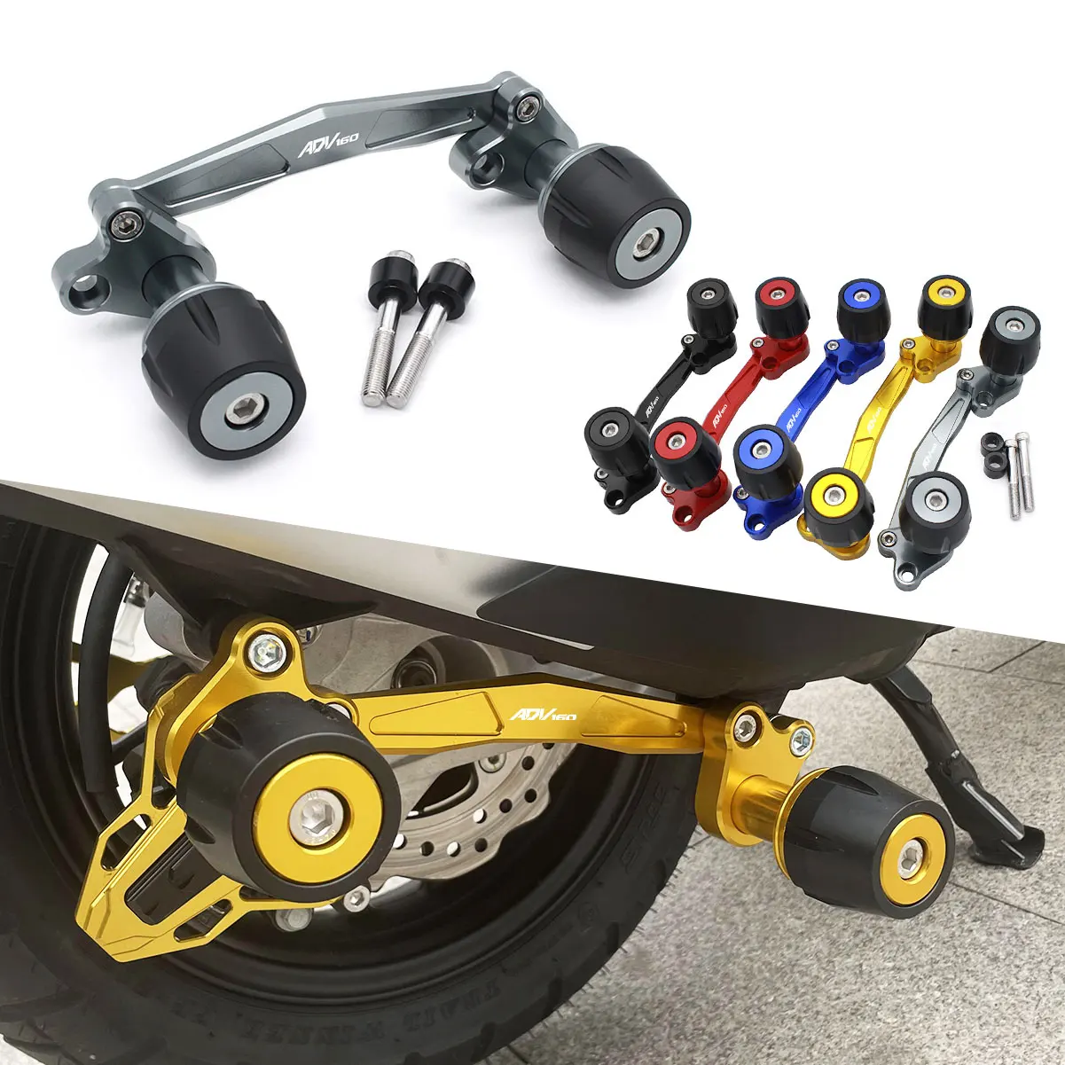 SEMSPEED For Honda ADV 160 2022-2024 2023 Motorcycle CNC Rear Axle Exhaust Wheel Anti-Crash Slider Protection Accesorios Moto