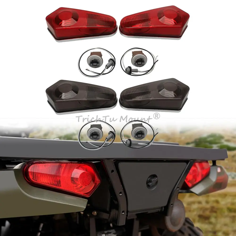 Tail Lamps Housing With Wire Ip67 (Not Include Bulb) Compatible With Polaris Rzr/Sportsman Atv/Utv 2009-2025 Chrome Red/Smoke