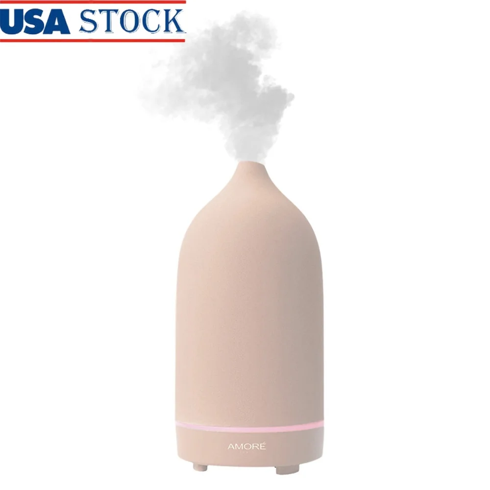 

Розовый керамический ультразвуковой диффузор эфирного масла со светодиодной подсветкой, автоматическое отключение, увлажнитель для ароматерапии, домашний спа, релаксация