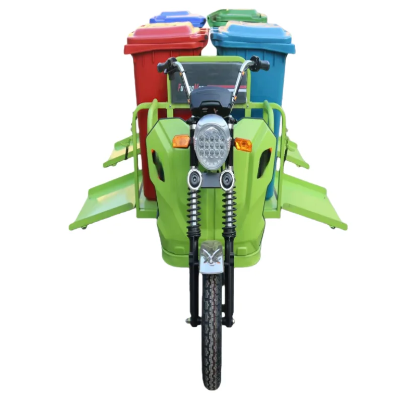 Electric Garbage Collection Tricycle with Dual Trash Bins Municipal Waste Transport Cleaning Vehicle