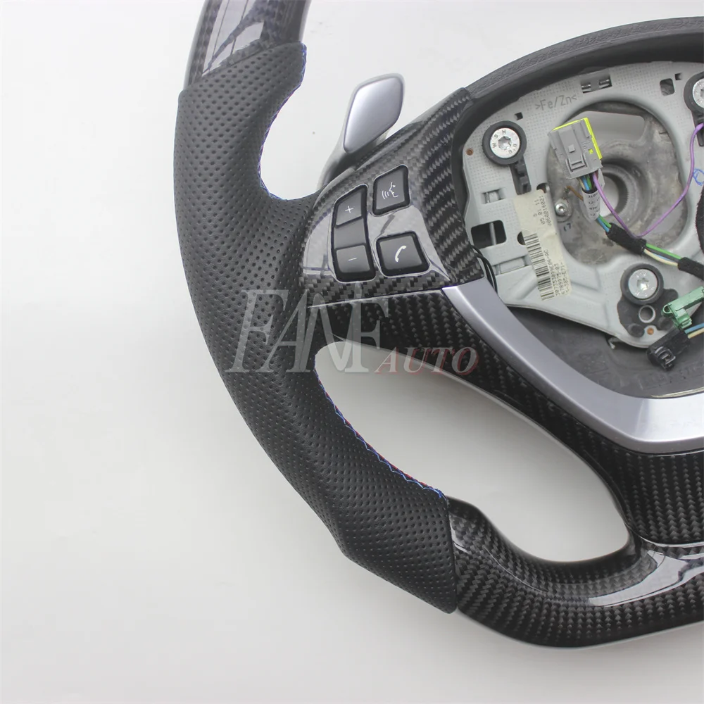 Replacement Real Carbon Fiber Steering Wheel with Leather for BMW E70 X5 M E71 X6 M 2009-2013