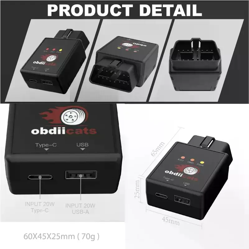 OBD 2IN1 Smart Fast Charger Power Upgrade for Benzine Diesel Vehicles Engine Tuning Solution for Frequent Travelers