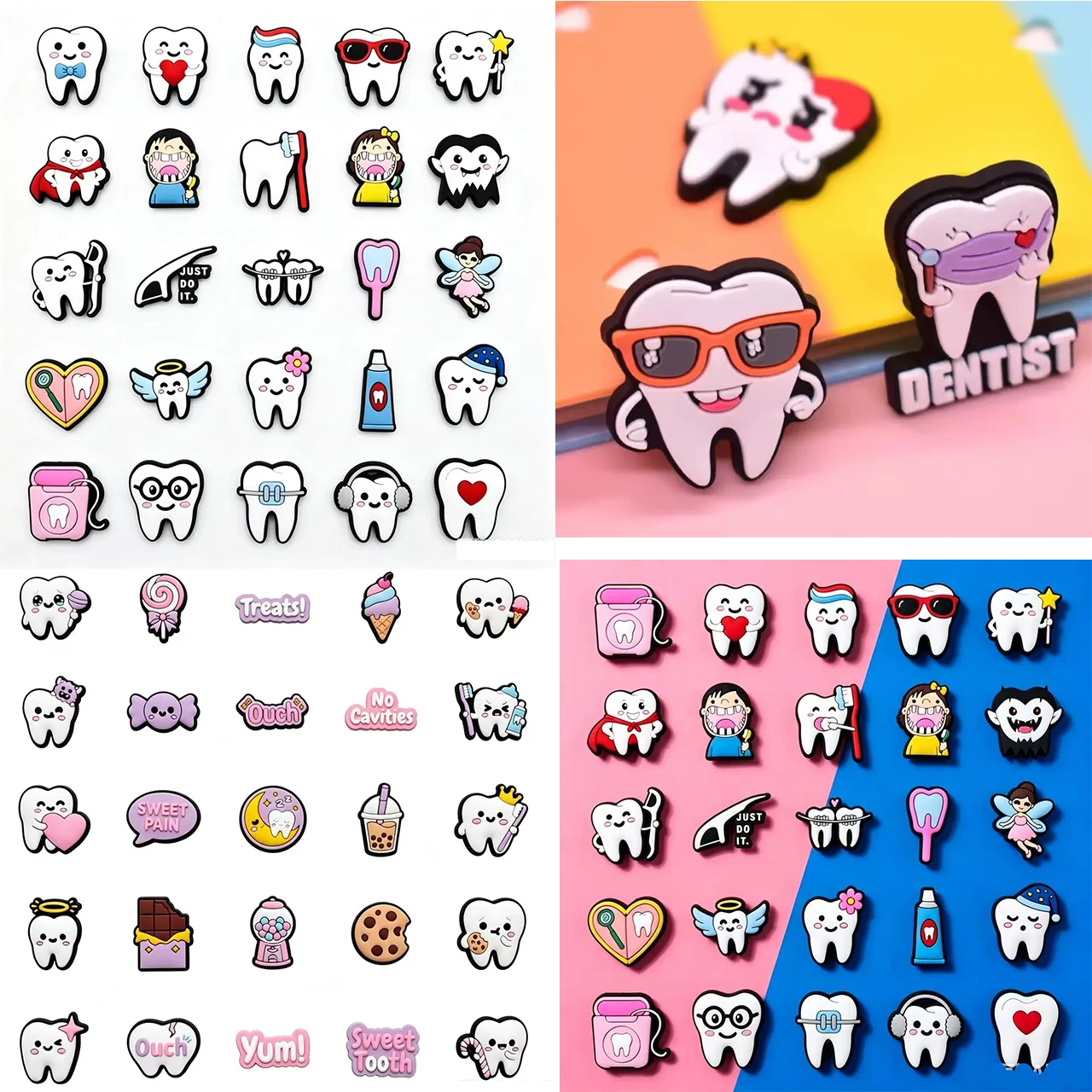 10-100PCS Series Of Dental Care Shoe Charms For Sandals,Shoe Decoration Accessories Shoe Pins Great Gift For Men Wom