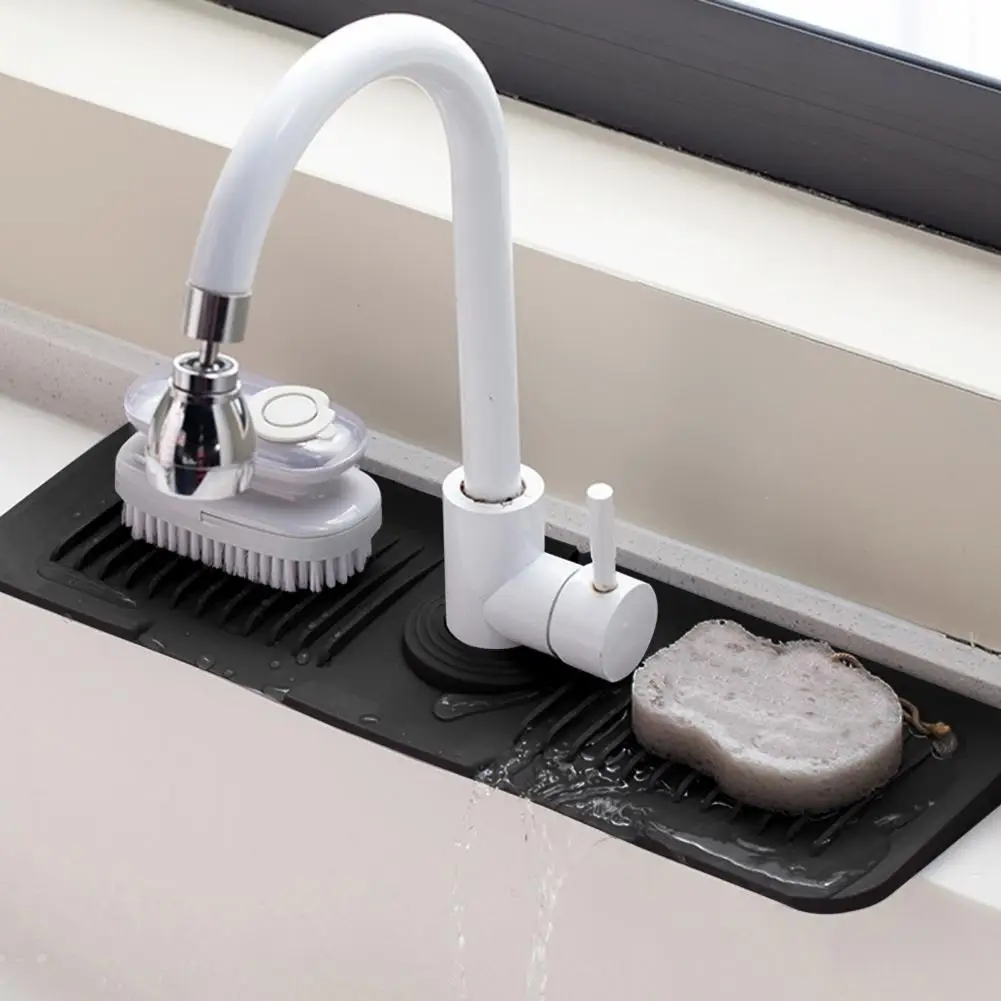 

Kitchen Sink Drain Mat Water-absorbent Silicone Drain Mat for Kitchen Sink with Faucet Splash Guard Dish Sponge for Kitchen