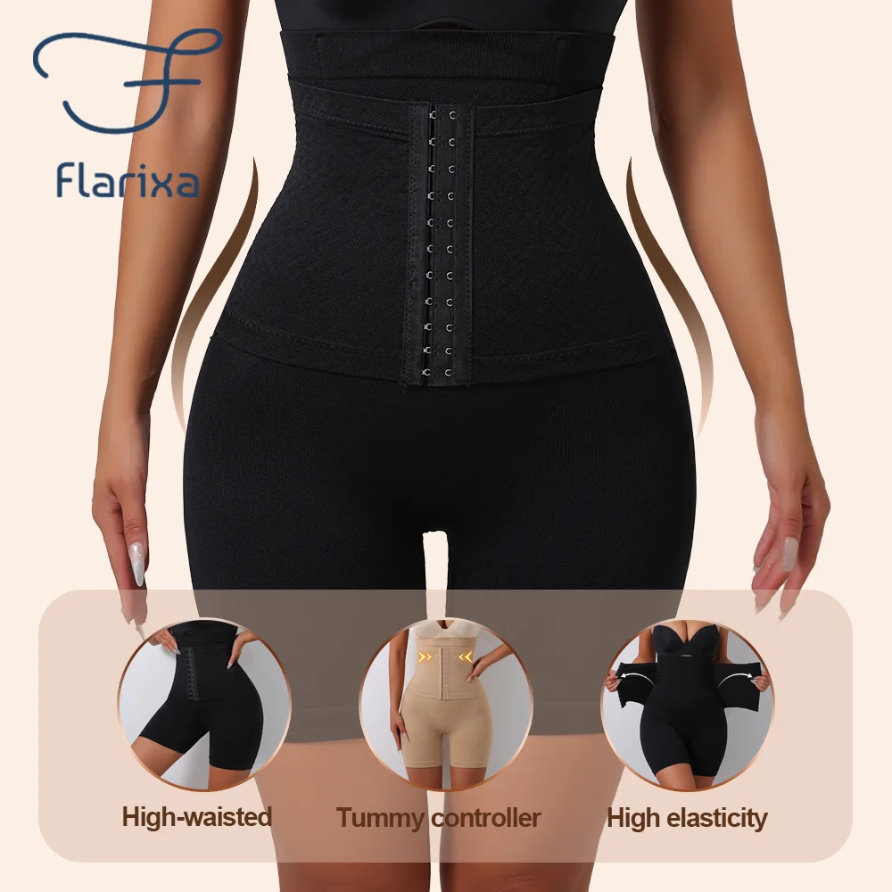 Flarixa Women High-Waisted Strong Tummy Control Panties With Hook-And-Eye Closure Shaperwear Waist Trainer Girdle Panty