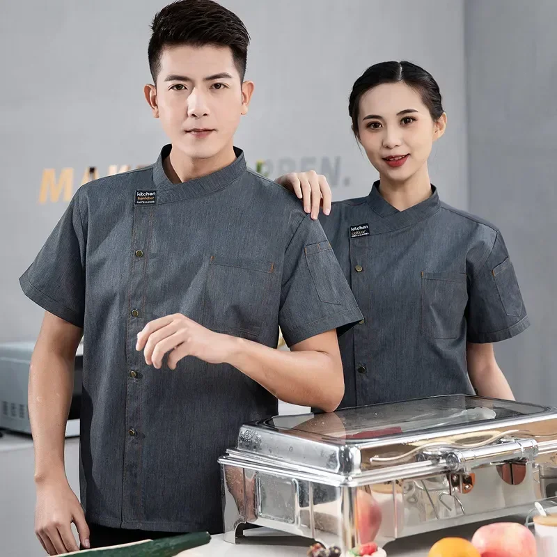 Uniforme de Chef transpirable para Hotel, ropa de trabajo, chaqueta de restaurante, Catering, cocina, hombre