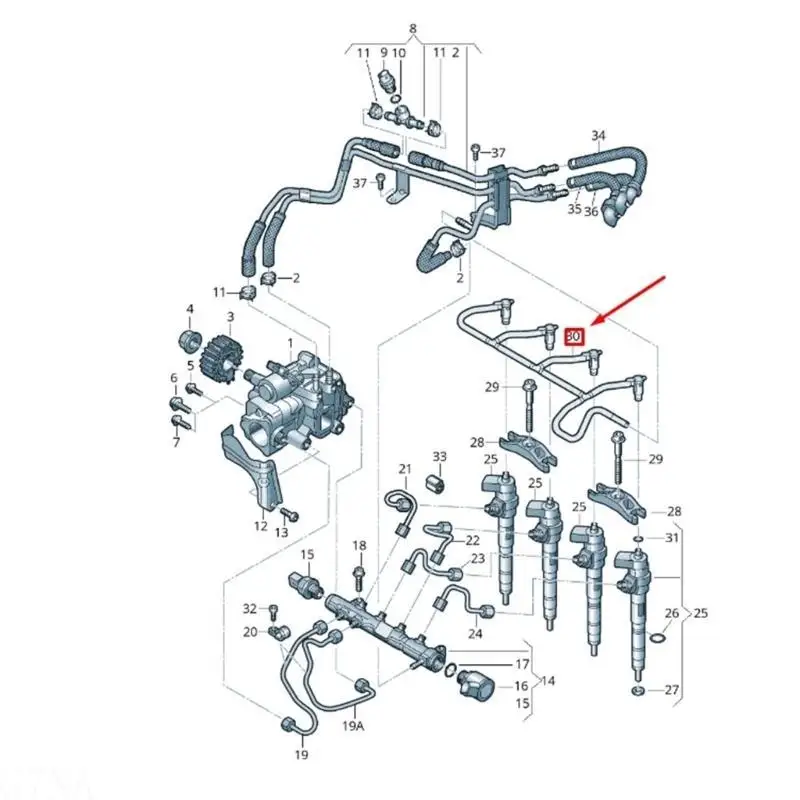G7NA 04L130235L Kraftstoffeinspritzventil-Rücklaufleitung für Motoren mit Leckschutzdesign und hoher Temperaturbeständigkeit – Detail 5
