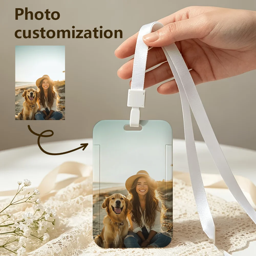 DIY Customized Photo Keychain Card Holder ID Card and Student ID Card Protective Sleeve Bank Card Protective Sleeve Rear cover