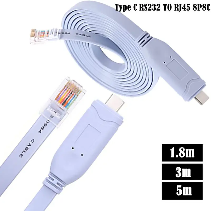 FTDI Type-C RS232 to RJ45 8P8C Console Configuration Cable Type-C Male to RJ45 Male Serial Port Router Debugging Cable