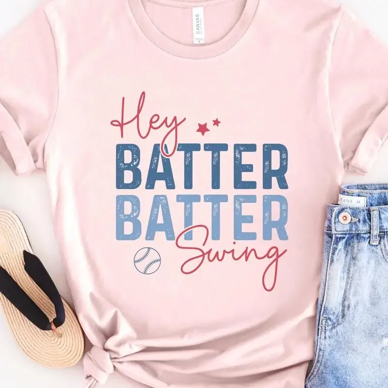 Hey Batter Swing Baseball T Shirt Game Travel For Mom