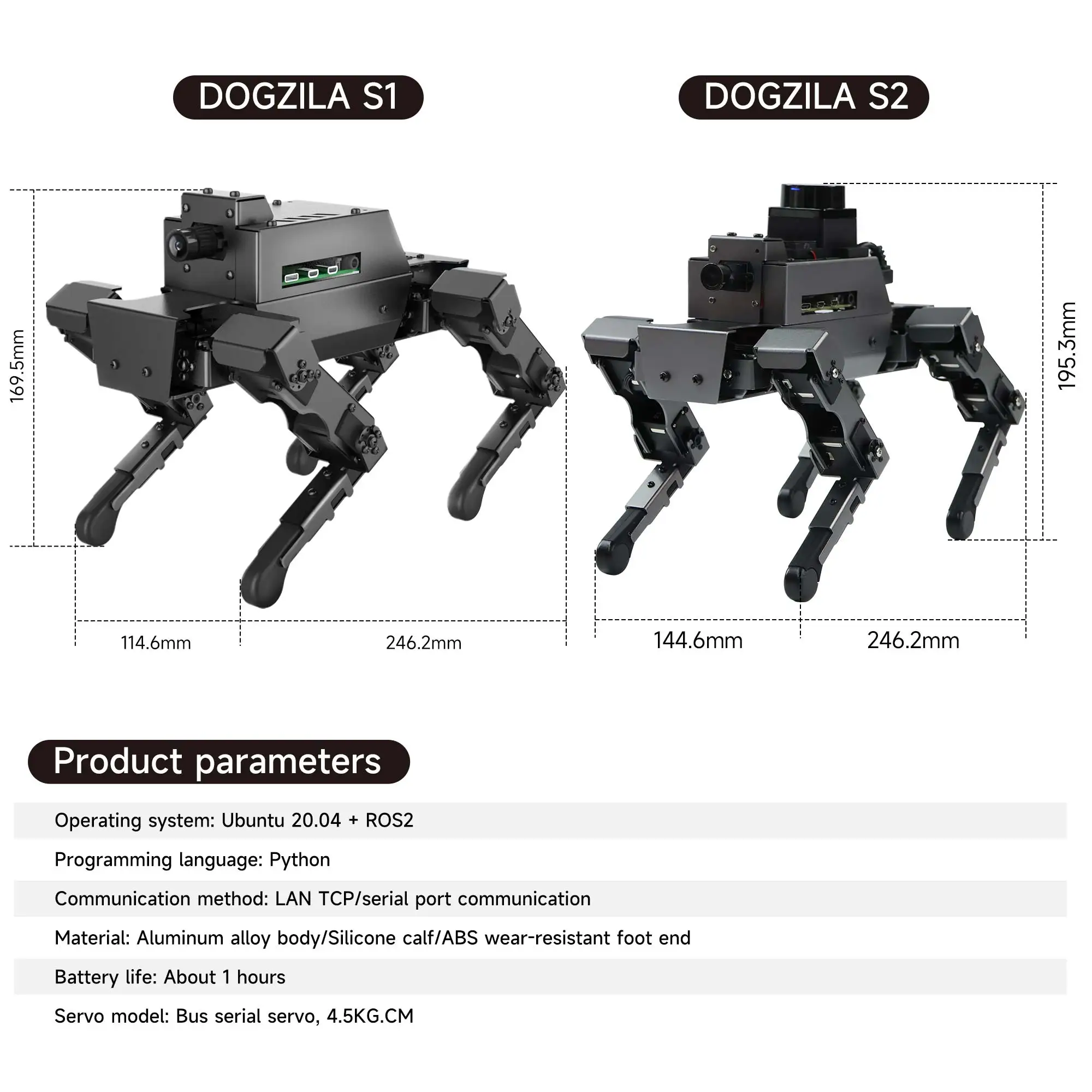 12DOF Quadruped Bionic ROS2 Robot Dog for Raspberry Pi 5 Aluminum Alloy Body 12PCS Servo 2MP Camera Support Python Programming