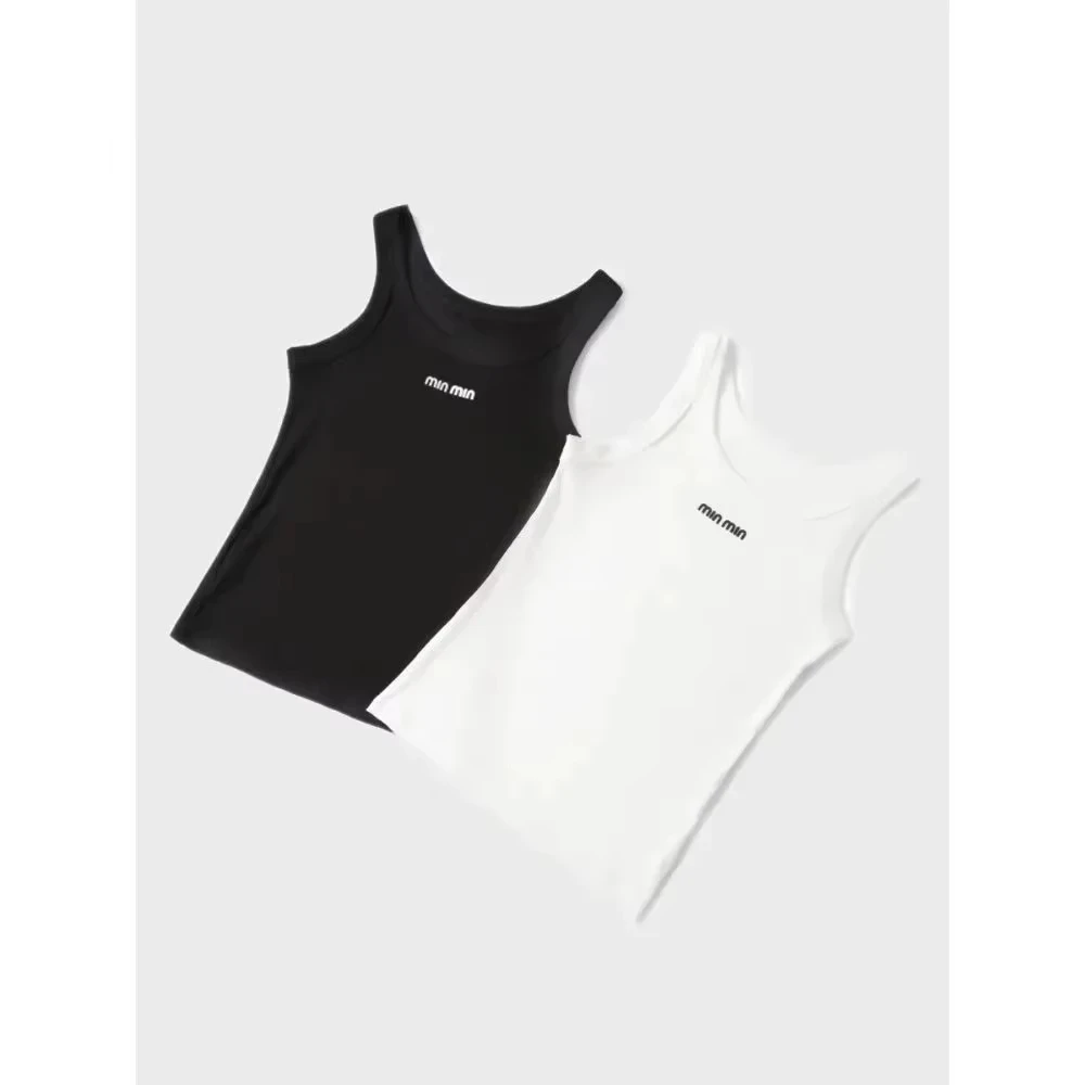 

2025 New Spring and Summer Thin Strap Vest Solid Color Elastic Insole Strap Women Pure Cotton Breathable