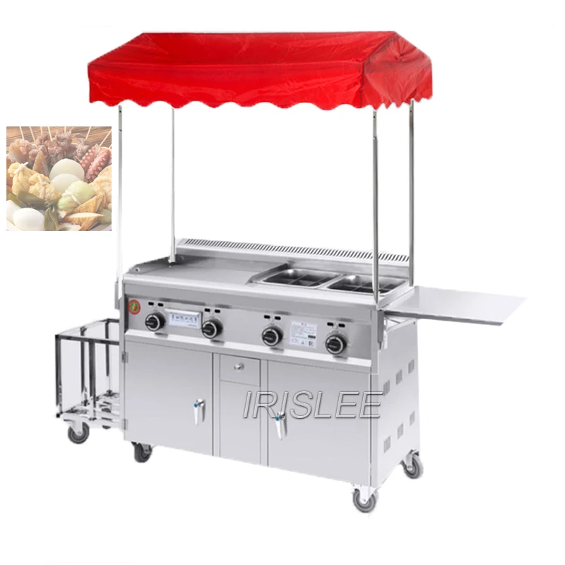 Commercial Gas Griddle Teppanyaki Griddle Fryer Integrated Machine Stainless Steel Adjustable Temperature Control