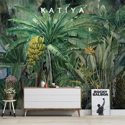 Customized products 3D Southeast Asia banana leaf tropical rain forest plant wallpaper living room TV wall dining room mural 3d