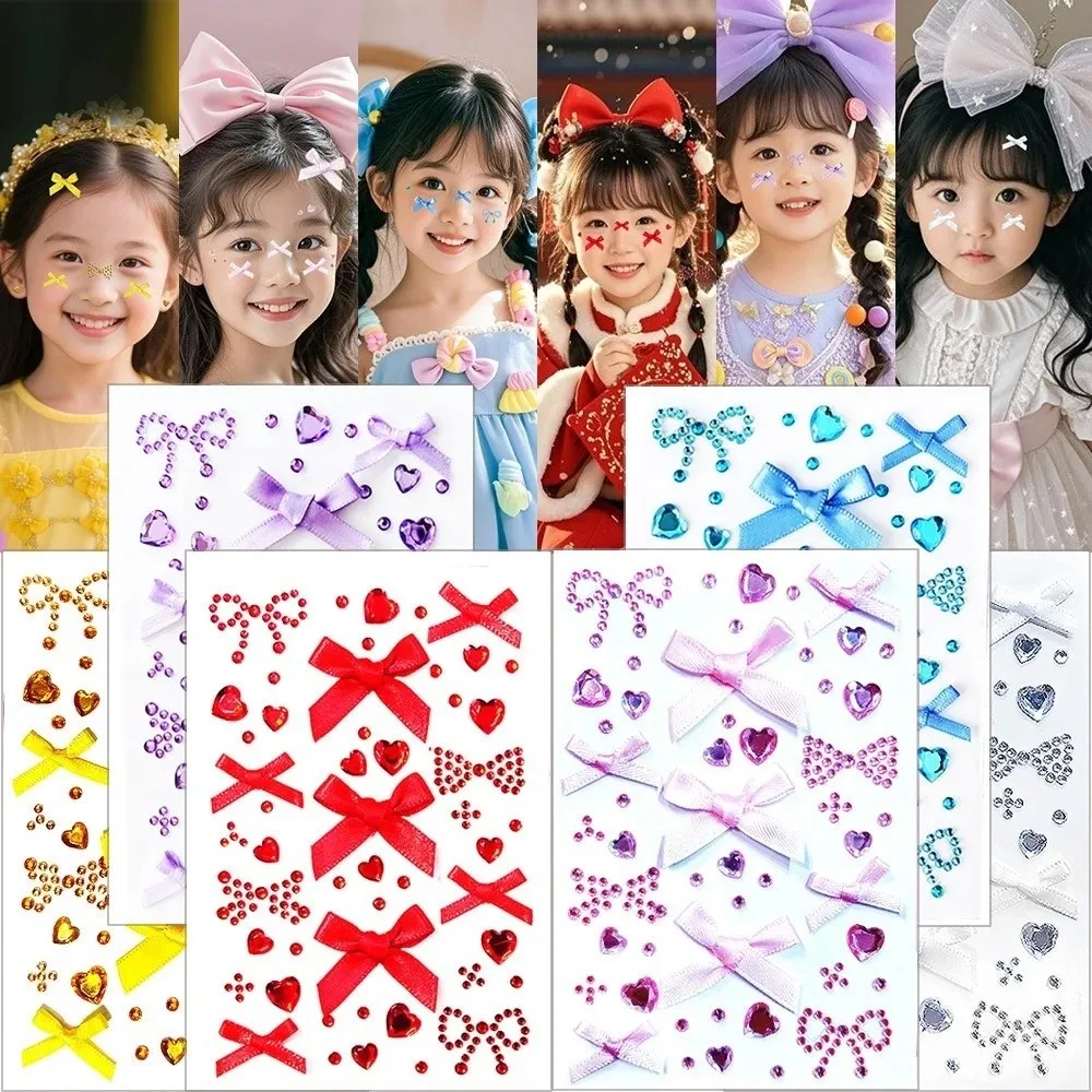 Creative Sparkling Face Gem Sticker Waterproof Shiny Photocard Sticker Self-adhesive Y2K 3D Rhinestone Sticker Girls Tattoos