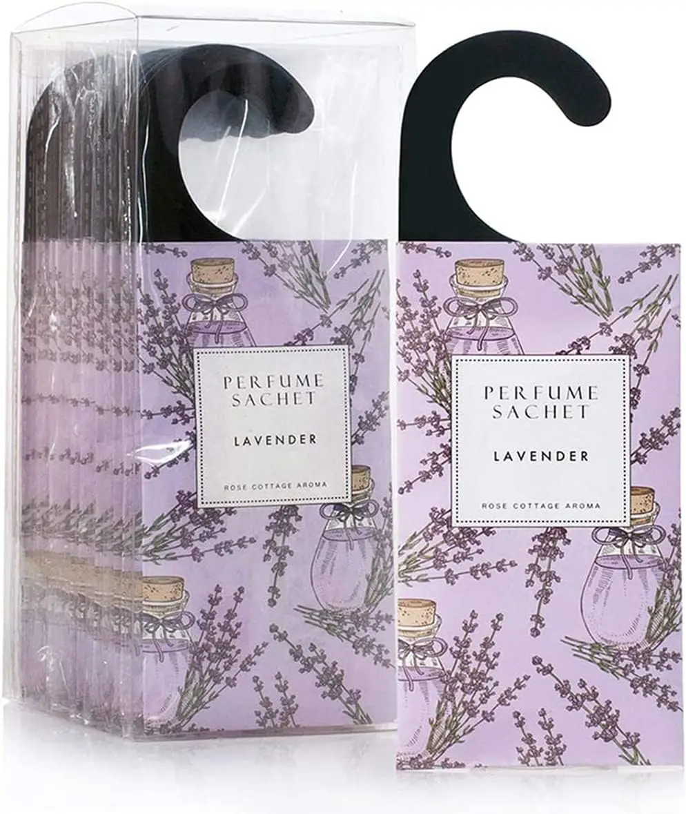 

Large 12 Packs Lavender Hanging Closet Deodorizer Air Freshener Long Lasting Scented Sachets Smell Goods for House