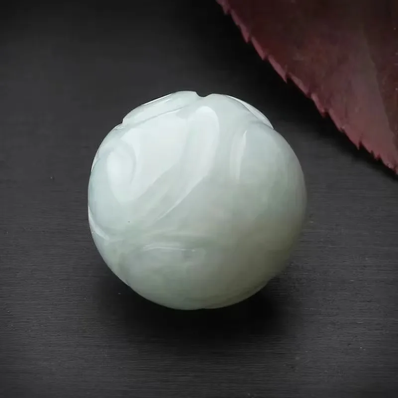 4A Natural Jade Jadeite Lotus Crystal Single Bead DIY Jewelry