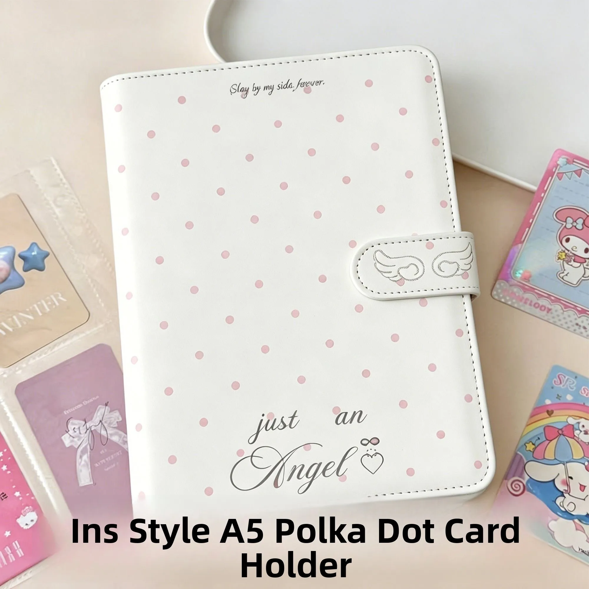 A5 Simple Ins Polka Dot PU Card Album Four Grids Small Card Storage Book Detachable Ring Binder Instant Camera Album Korean