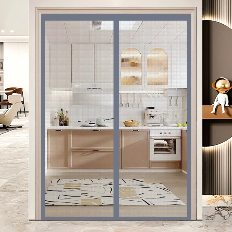 Summer Extra Large Glass Fiber Grey Anti-Cat-Dog Scratch High-Definition Magnetic Automatic Closing Mosquito-Repellent Curtain