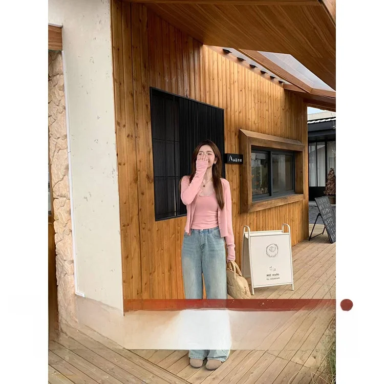 

Chen Wenwen Xenl Faionable Длинные ноги Ретро Светло-Голубой Высокая Талия Свободные Универсальные Джинсы Прямые Брюки Высокая Талия Молния ...