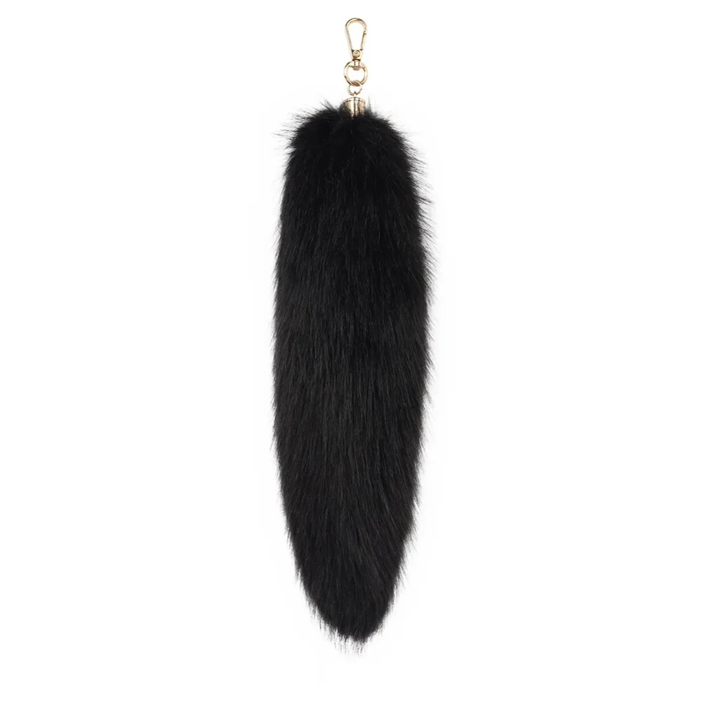 Long Hair Fur Tails Pendant Ornament Bag Charms Tail Hanging Keychain Keys Holder Fluffy Plush Tail Keyring Jewelry Gifts