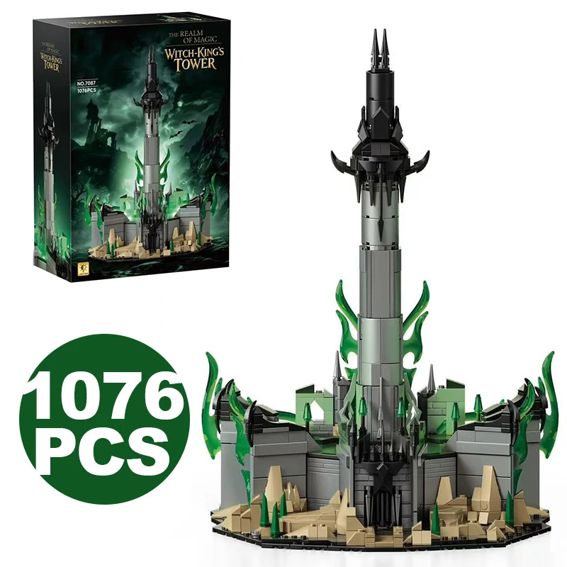 1076Pcs MOC Dark Tower Model Building Blocks LED City Home Ornament Ornamental Brick Collect Educational Toys Halloween DIY Gift