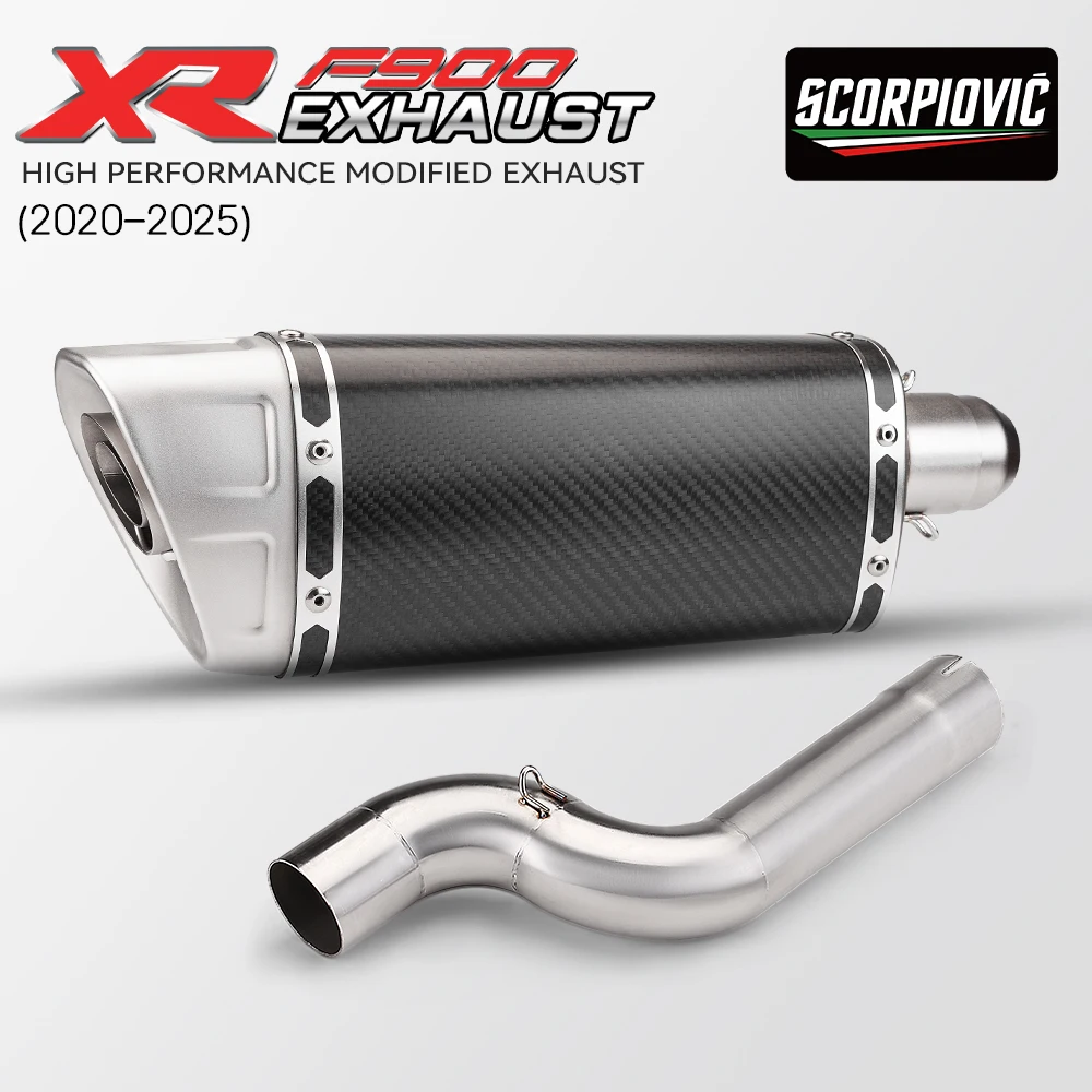 For F900R F900XR F 900 R XR 2020-2024 Motorcycle Exhaust  Pipe Modify 51mm Mid Link Pipe Carbon Fiber Muffler with DB killer