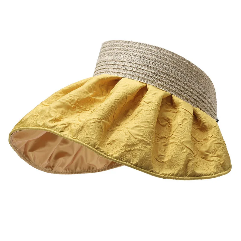 Summer Shell Sunshade Hat UV Protection Dual Use Hair Hoop Sun Hat for Women Outdoor Beach Soft Foldable Wide Brim Bucket Caps