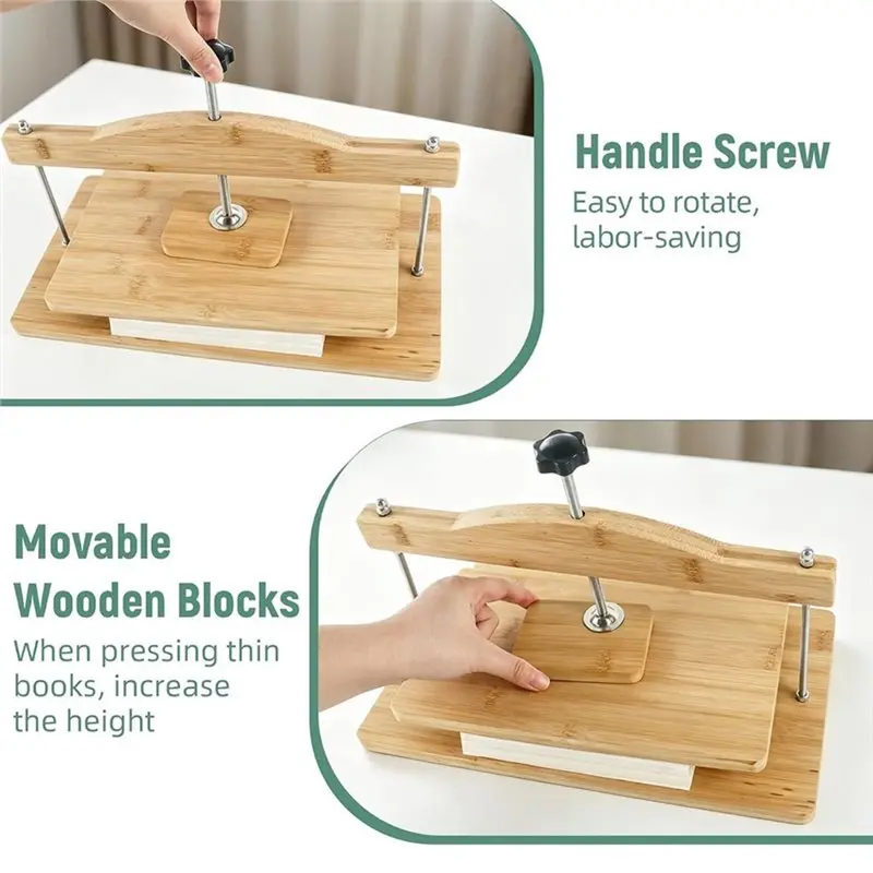 ABZV-Book Press 14.2 X 8In Wood Bookbinding Tools Even Pressure For Book Repair, DIY Handmade Books, Craft Enthusiasts