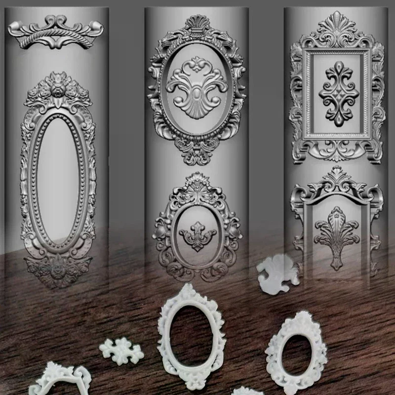 European Retro Photo Frame Shape Silicone Nail Mold Nail Stamping Nails DIY Nail Salon Design Stereoscopic Manicure Art Tool