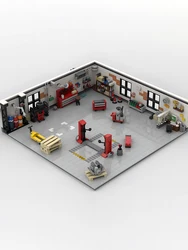 MOC Classic City Garage Scene Block Modular Buildings Model Education Enlightenment Track Display Stage Birthday Toys Brick Gift