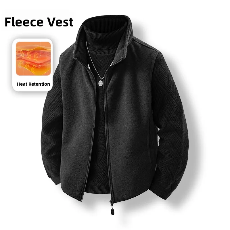 

Men's Fce Lined Thiened Vest Faionable Svel Fce Zipper Closure Casual Outerwear for Autumn Winter