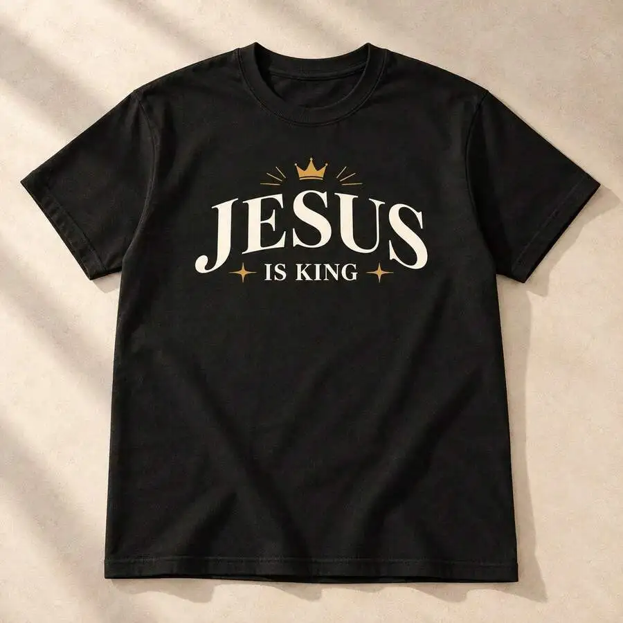 Women Crewneck Short Sleeve T Shirt Jesus Is King Christian Religious Easter Sunday Gift Cotton Drop Shoulder Graphic Print Casual 1 Piece Trendy Top