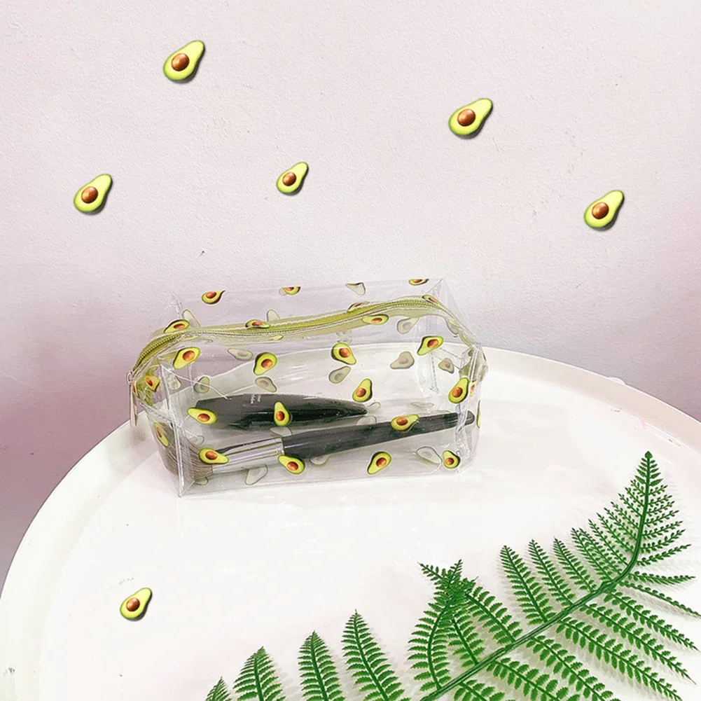 Organizer cosmetico in PVC trasparente Custodia per trucco trasparente con frutta e avocado Custodia multifunzione impermeabile per penne da donna e ragazza