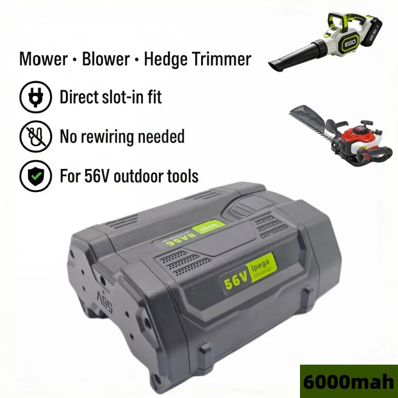 56V 6000mAh 대용량 교체 배터리 EGO 전기 정원 도구 전 시리즈용 범용 리튬 배터리 팩