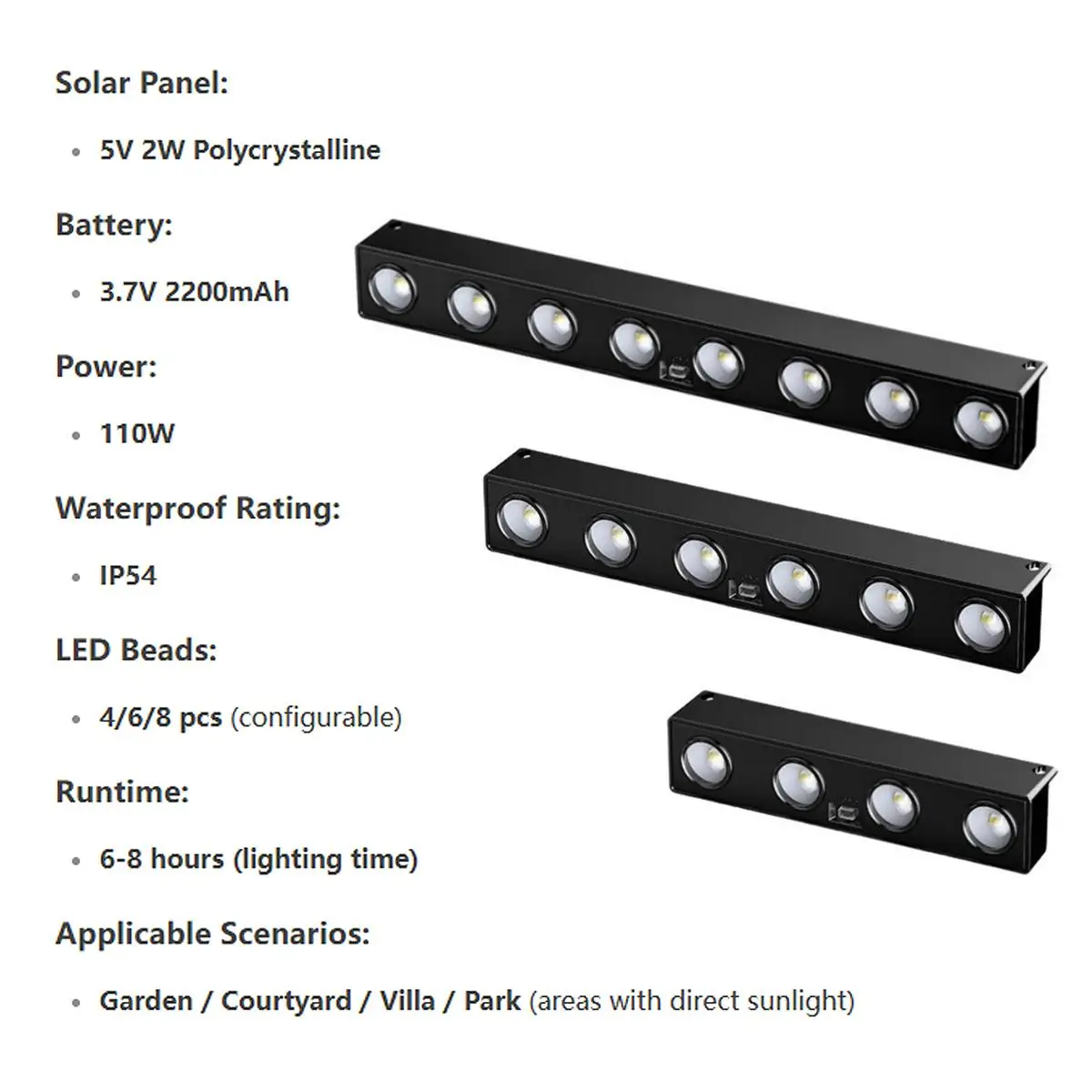 Led Solar Wall Light 3000k/6000k Intelligent Control Exterior Lamp For Outdoor 4-8leds Wall-mounted Bulb Waterproof Lights Home