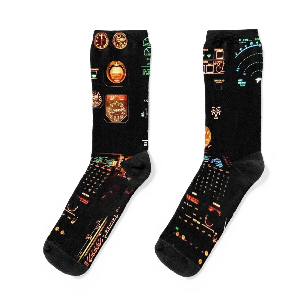 

AVIATION #12 - Illuminated Cockpit Instrument Panels Socks shoes cute Thermal man winter winter gifts Boy Socks Women's