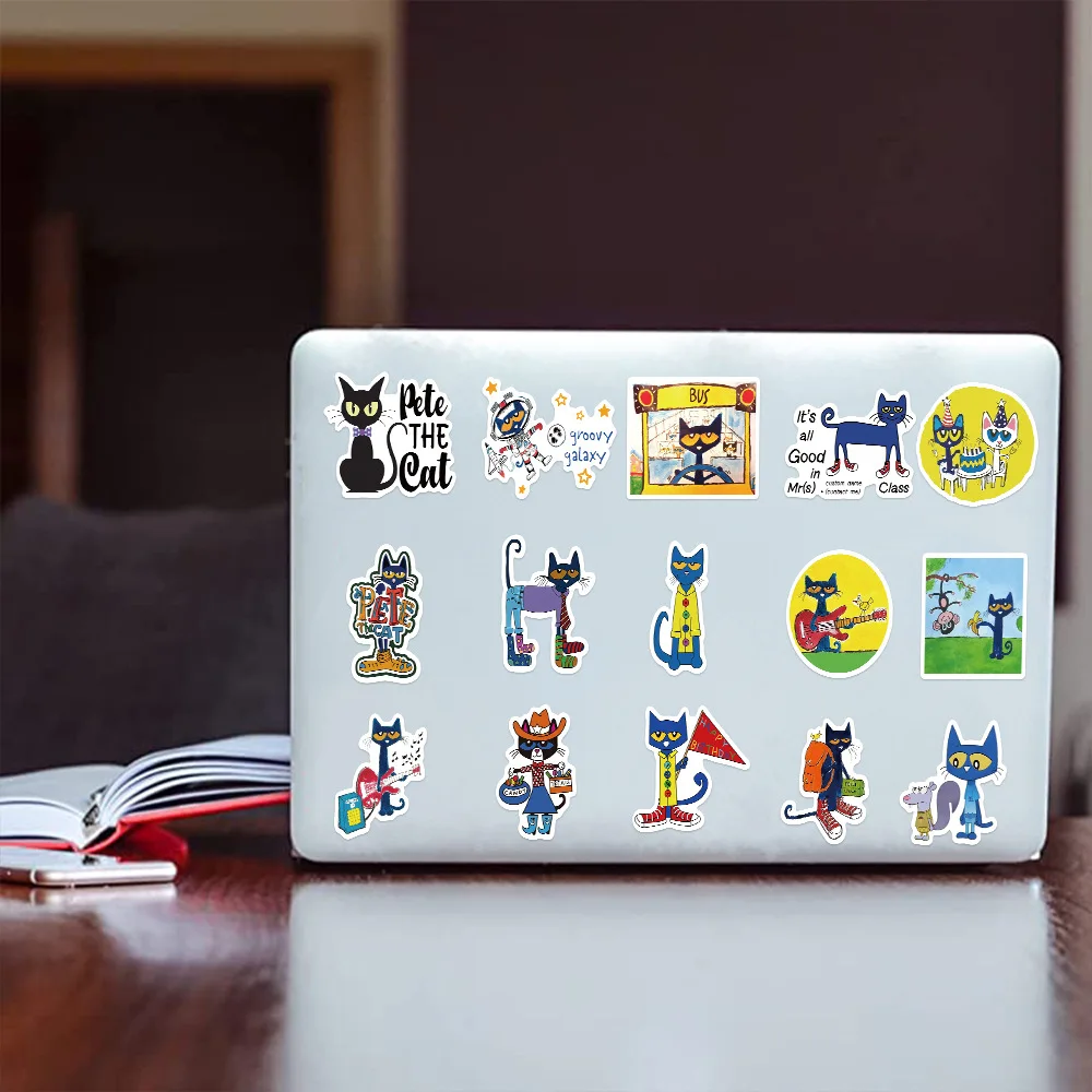 50Pcs Cartoon Pete Cat Stickers DIY Decoration Guitar Notebook Luggage DIY Waterproof Stickers Wholesale