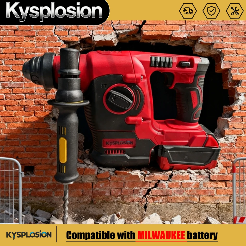 Brushless Electric Hammer Drill power tools Rechargeable Cordless Rotary Hammer Drilling Chiseling Tool for Milwaukee18V Battery