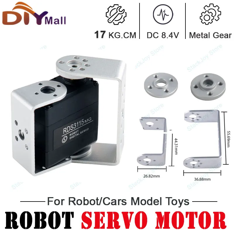 

DS RDS3115MG 17KG High-Torque Digital Servo 180°/270° Biaxial Metal Gear 7.4V for RC Boat Robot Car Helicopter DIY
