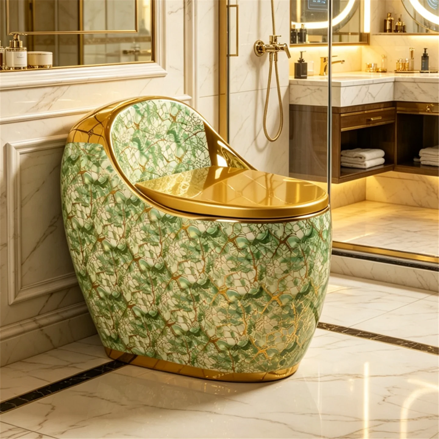 Exquisite golden round, egg-shaped toilet siphon with strong impact, anti-freeze and odor-resistant, large-mouth