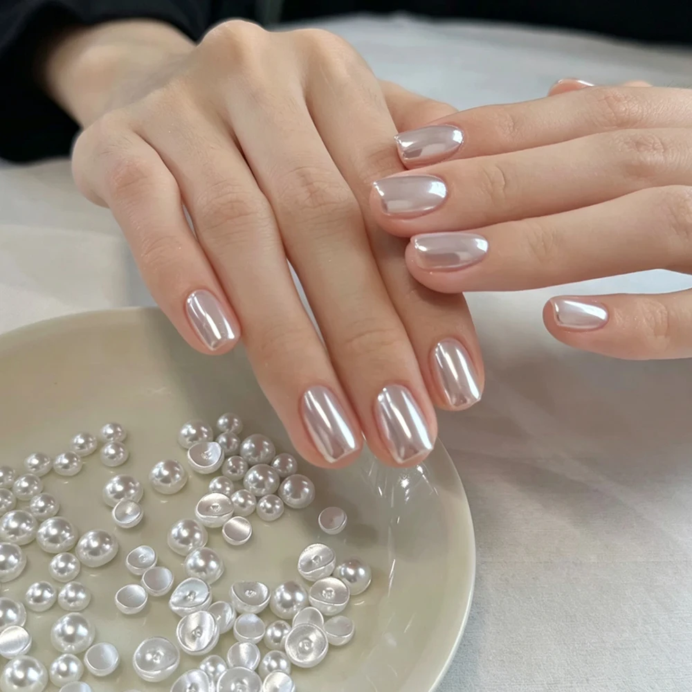 1jar 0.3g Baroque Pearl White Magic Mirror Powder Ultra Bright Fine Silver White Nail Chrome Pigment Pearl Dust DIY Manicure Dec