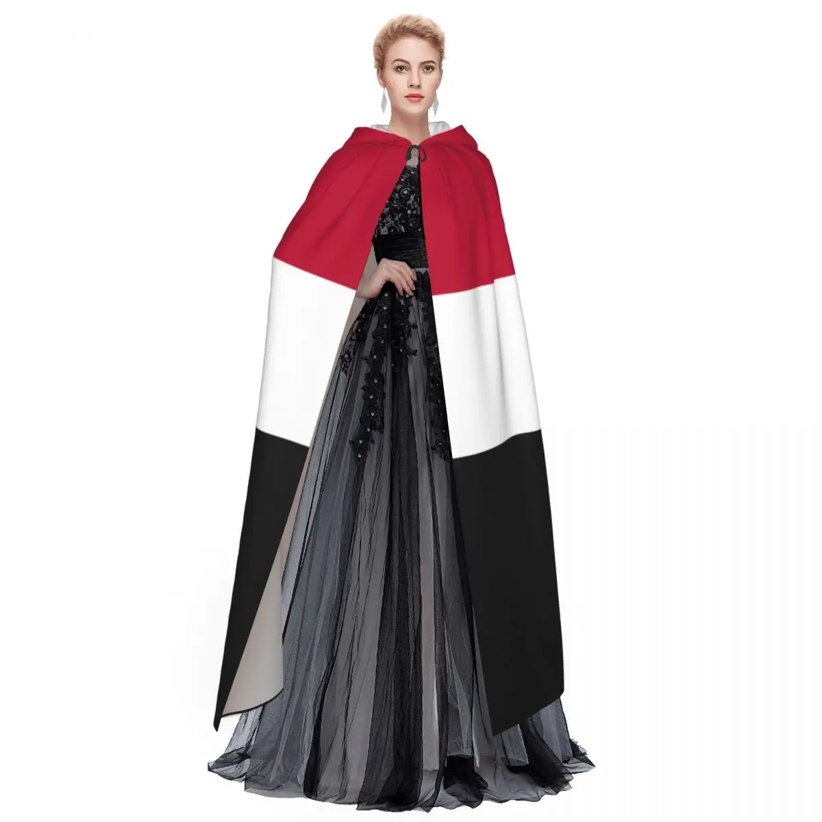 Yemen Flag Unisex Witch Party Reversible Hooded Adult Vampires Cape Cloak