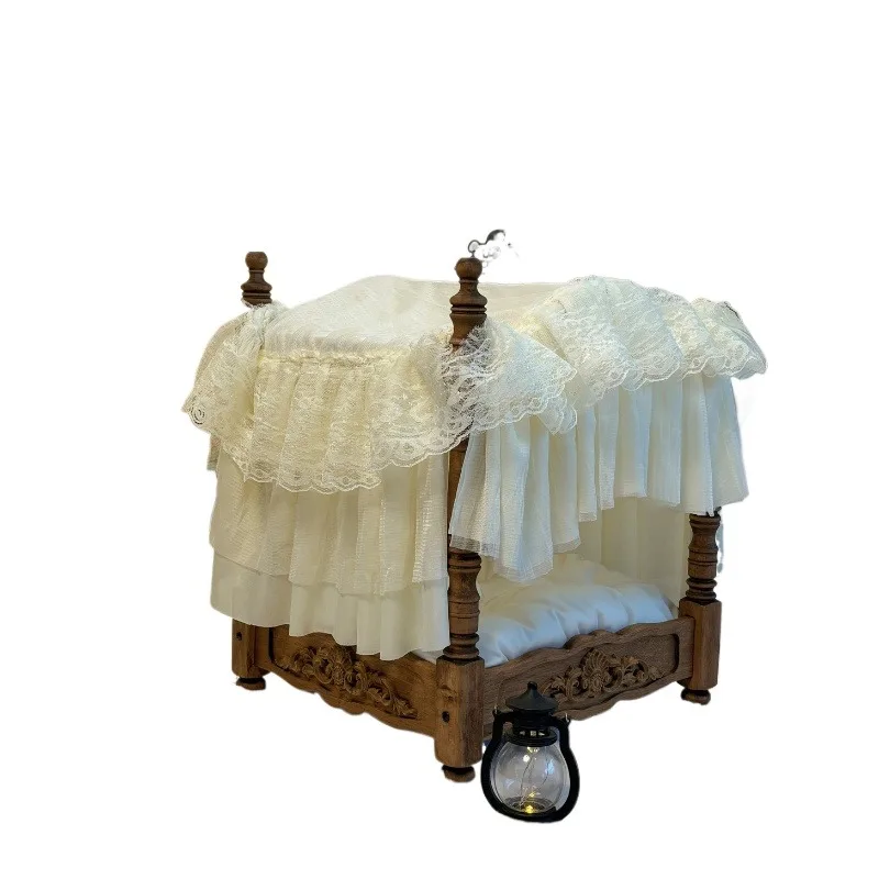 Princess bed | BJD baby photo court style wooden pet bed atmosphere bed