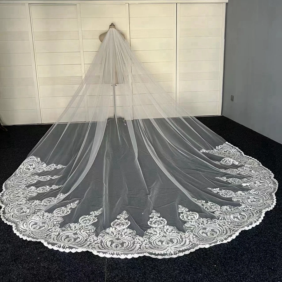 Hot Sale White Ivory Cathedral wedding veil for Bride Wedding accessories Velos de novia Bridal veil boda Matrimonio welon